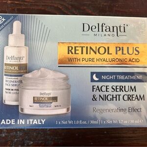 Delfanti Milano Retinol Plus w/Hyaluronic Acid Night Serum &Cream set- Italy 🇮🇹